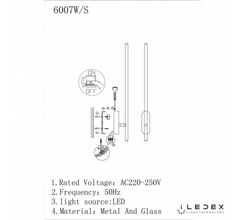 Бра iLedex 6007W/S - 8W - 3000K BK Royal