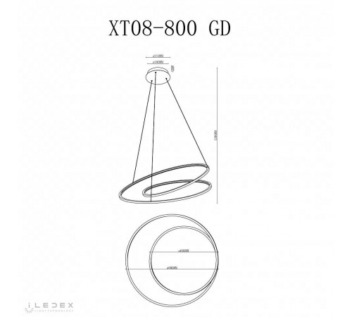 Подвесной светильник iLedex XT08-D800 GD Axis