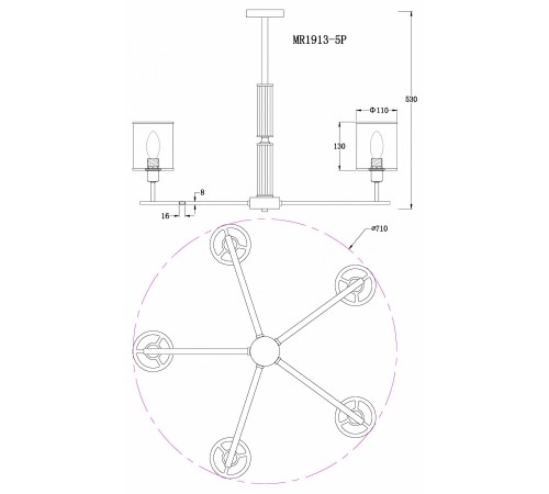 Люстра на штанге MyFar MR1913-5P Alen