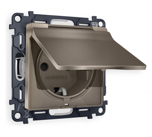 Розетка с заземлением и со шторкой, без рамки с крышкой Ambrella Volt MA638010 Quant