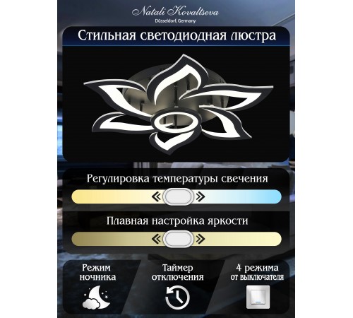 Потолочная люстра Natali Kovaltseva HIGH-TECH LED LAMPS 82020 BLACK OLIMP