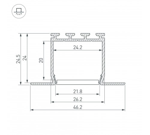 Профиль встраиваемый Arlight 016447 PLS-LOCK-H25-FM-2000 ANOD