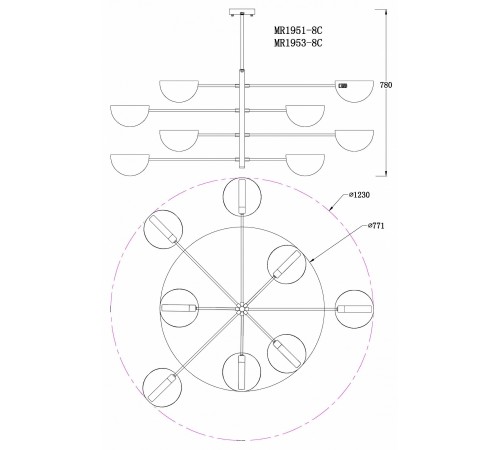 Люстра на штанге MyFar MR1953-8C Valentina