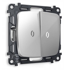 Выключатель проходной двухклавишный с подсветкой без рамки Ambrella Volt MO404035 Quant