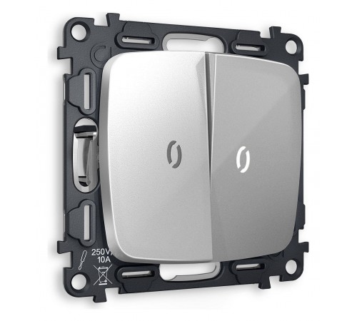 Выключатель проходной двухклавишный с подсветкой без рамки Ambrella Volt MO404035 Quant