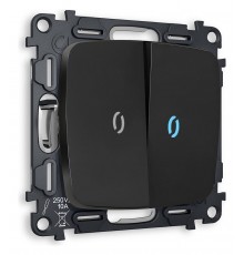 Выключатель двухклавишный с подсветкой без рамки Ambrella Volt MO804020 Quant