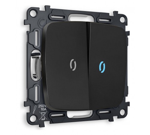 Выключатель двухклавишный с подсветкой без рамки Ambrella Volt MO804020 Quant