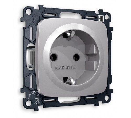 Розетка с заземлением, без рамки Ambrella Volt MO506010 Quant