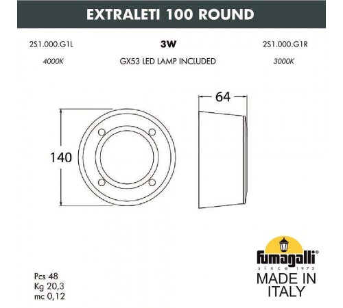 Встраиваемый светильник Fumagalli 2S1.000.000.WYG1L Leti