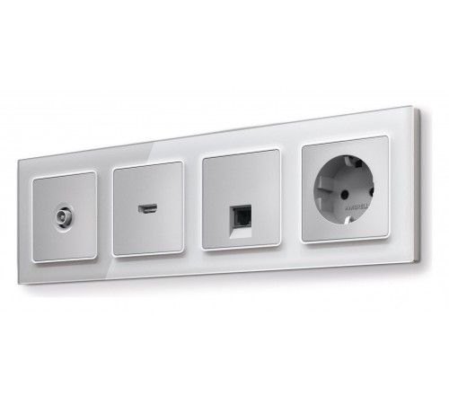 Рамка на 4 поста Ambrella Volt AF330404 Platos Стекло органическое