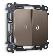 Выключатель проходной двухклавишный с подсветкой без рамки Ambrella Volt MO634035 Quant