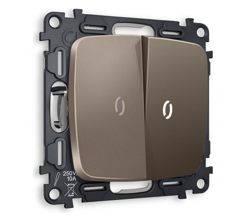 Выключатель проходной двухклавишный с подсветкой без рамки Ambrella Volt MO634035 Quant