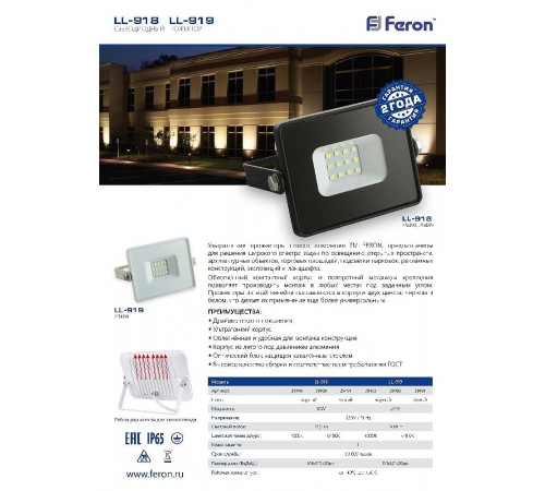 Настенно-потолочный прожектор Feron Saffit 29491 LL-918