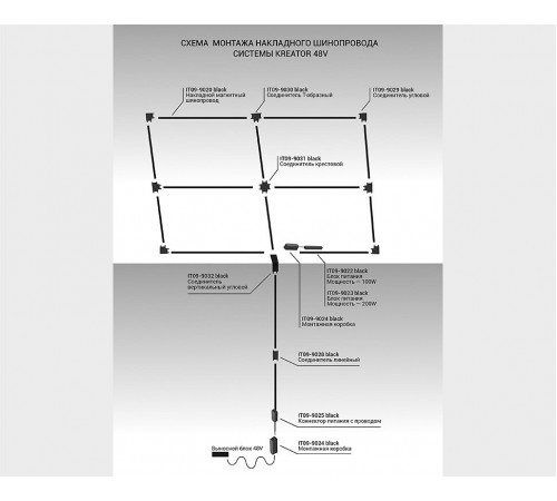 Соединитель угловой внутренний для треков Italline IT09-9032 black IT09