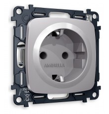 Розетка с заземлением и со шторкой, без рамки Ambrella Volt MO507010 Quant