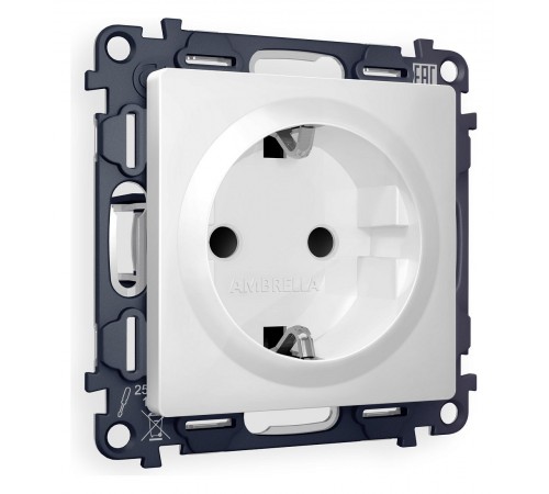 Розетка с заземлением и со шторкой, без рамки Ambrella Volt MA107010 Quant