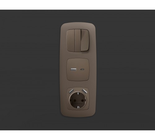 Накладка для розетки с заземлением и со шторками и 2хUSB type A Ambrella Volt OP6390 Quant