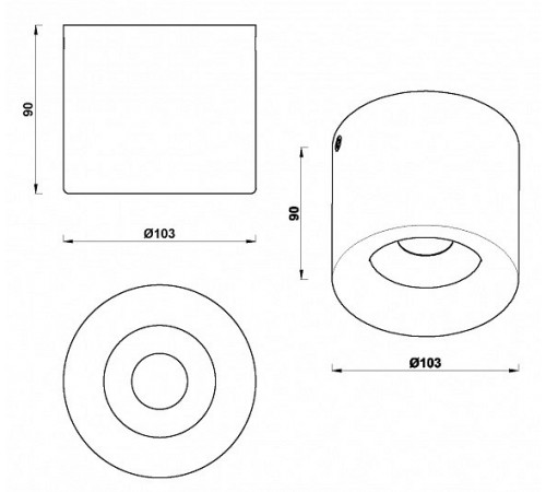 Накладной светильник iLedex 113-12W-D100-3000K-24DG-BK Metrica