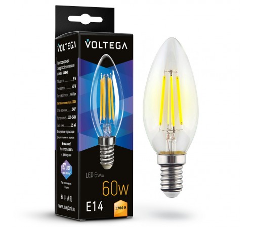 Лампа светодиодная Voltega 7197 Candle 6W
