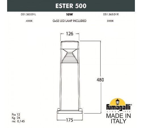Наземный низкий светильник Fumagalli DS1.563.000.LXD1L Ester