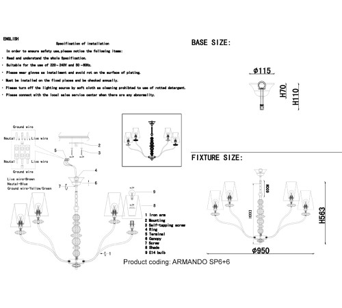 Люстра Crystal Lux ARMANDO SP6+6 GOLD