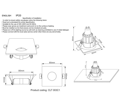 Светильник встраиваемый Crystal Lux CLT 003C1 WH