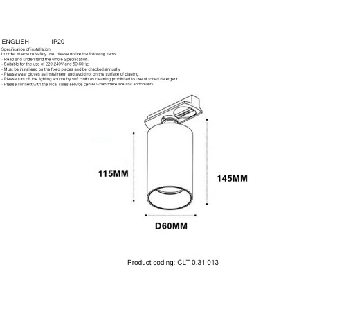Светильник однофазный Crystal Lux CLT 0.31 013 GO-GO