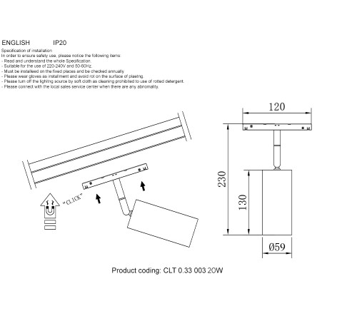 Светильник трековый магнитный Crystal Lux CLT 0.33 003 20W BL TUYA