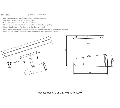 Светильник трековый магнитный Crystal Lux CLT 0.33 006 12W BL-CH 4000K