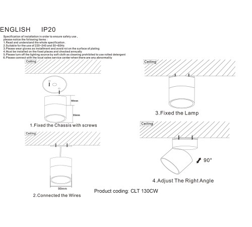 Светильник потолочный Crystal Lux CLT 130CW WH
