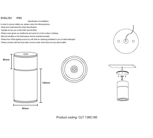 Светильник потолочный Crystal Lux CLT 138C180 BL
