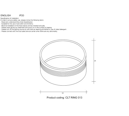 Декоративное кольцо внутреннее Crystal Lux CLT RING 013 GO