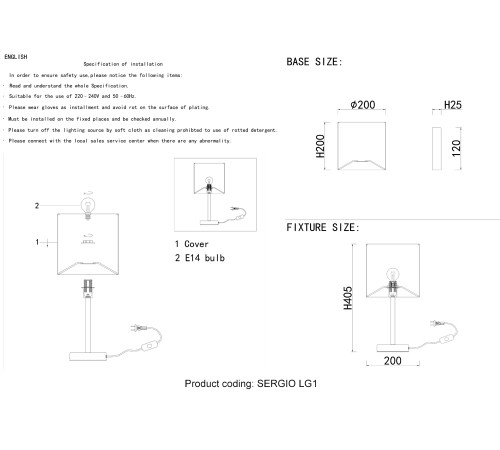 Настольная лампа Crystal Lux SERGIO LG1 GOLD