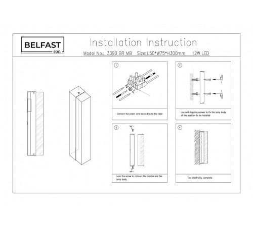 Накладной светильник Belfast 3390 BR MB Ravenhill