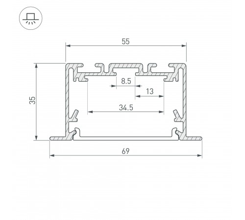 Профиль встраиваемый Arlight 029470 S2-LINIA