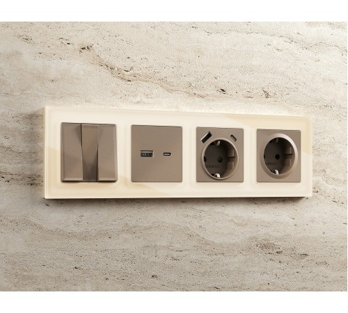 Рамка на 3 поста Ambrella Volt AF380303 Platos Стекло натуральное