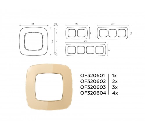 Рамка на 3 поста Ambrella Volt OF320603 Radian Стекло органическое