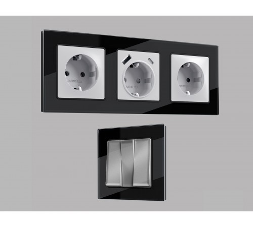 Рамка на 4 поста Ambrella Volt AF380804 Platos Стекло натуральное