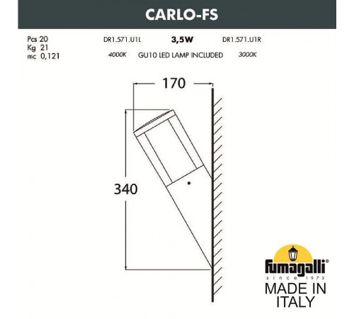 Светильник на штанге Fumagalli DR1.571.000.WXU1L Carlo