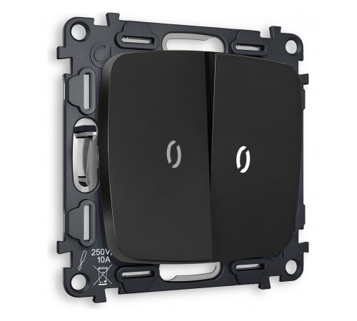 Выключатель двухклавишный с подсветкой без рамки Ambrella Volt MO804015 Quant