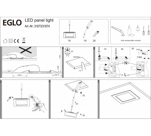 Встраиваемый светильник Eglo ПРОМО 31673 Fueva 1