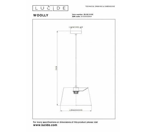 Подвесной светильник Lucide 10416/01/66 Woolly