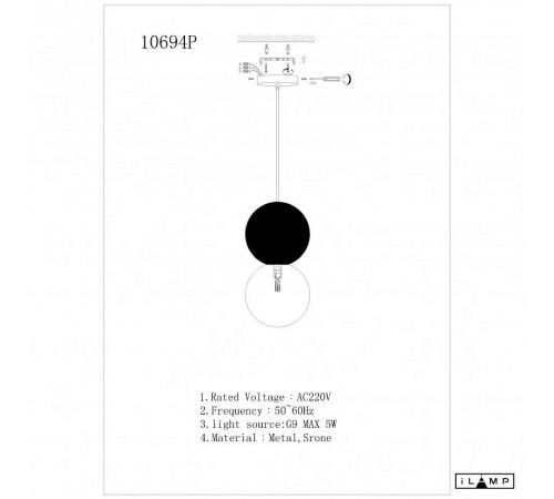 Подвесной светильник iLamp 10694P/1-D100 BK-WH Foxtrot