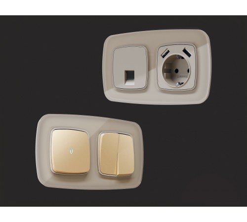 Рамка на 2 поста Ambrella Volt OF350602 Radian Стекло натуральное