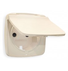 Накладка для розетки влагозащищенной с заземлением и со шторками с крышкой Ambrella Volt OP3280 Quant