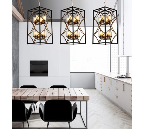 Подвесная люстра LUMINA DECO LDP 1223-8 BK+MD Quadrato