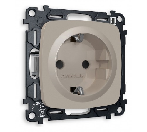 Розетка с заземлением и со шторкой, без рамки Ambrella Volt MO367010 Quant