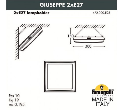 Накладной светильник Fumagalli 4P2.000.000.AYF1R Guizeppe