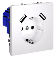 Розетка с заземлением и со шторкой и 2хUSB type A, без рамки Voltum VLS040402 S70