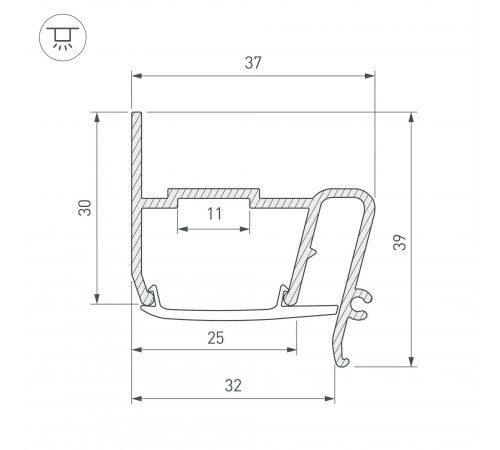 Профиль для контурной подсветки натяжного потолка Arlight 040702 STRETCH